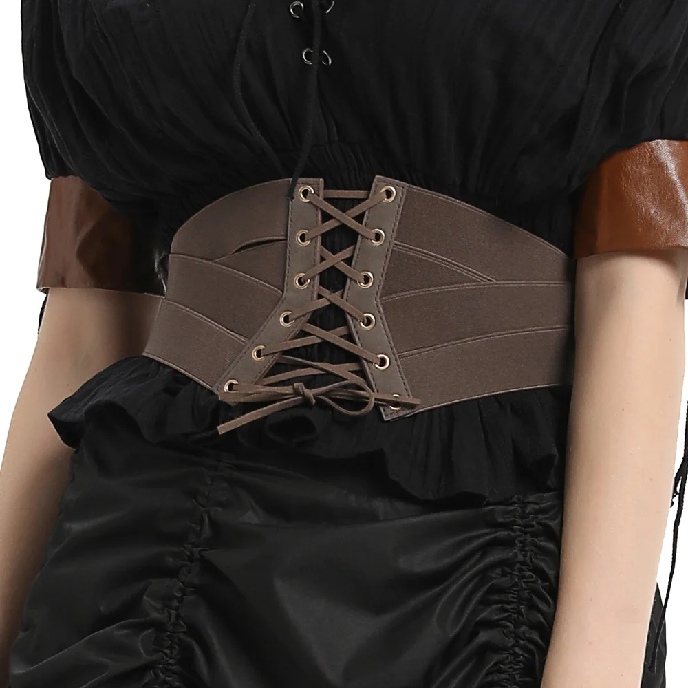 Пояс из искусственной кожи Регулируемый Cincher Женский корсет винтажный Готический стимпанк широкий эластичный ретро