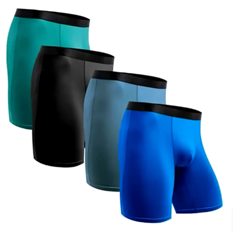 Long Men Boxer Underwear Large Size Men Underware Shorts Men Ice Silk Long Leg Boxers Underpants Brand Sports Long Boxer Panties