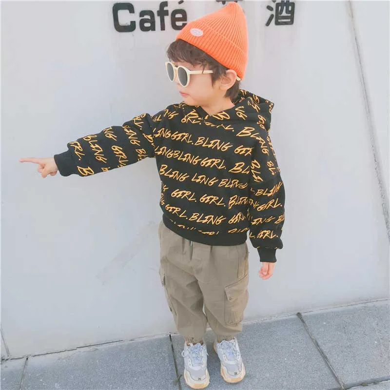 Winter Printing Boys Girls Hoodies Cotton Long Sleeve Sweatshirt Toddler Thicken Casual Sweater Kids Plus Velvet Tops Costume