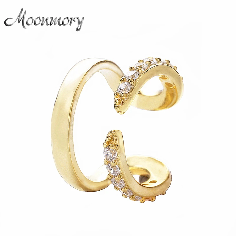 

Moonmory Simple Luxury Real 925 Sterling Silver Earring cuff For Women Gold Clip On Earring Without Piercing Wholesale Earcuff