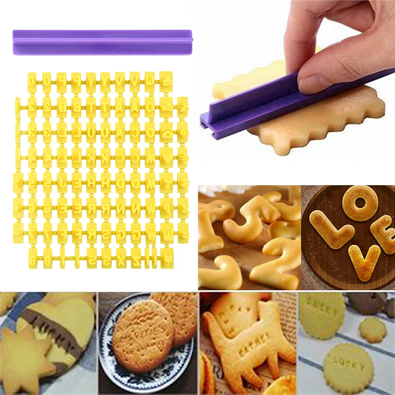 

Hot sale DIY Alphabet Number Plastic Cake Mould Letter Impress Biscuit Cookie Cutter Press Stamp Embosser Fondant Mold TSLM1