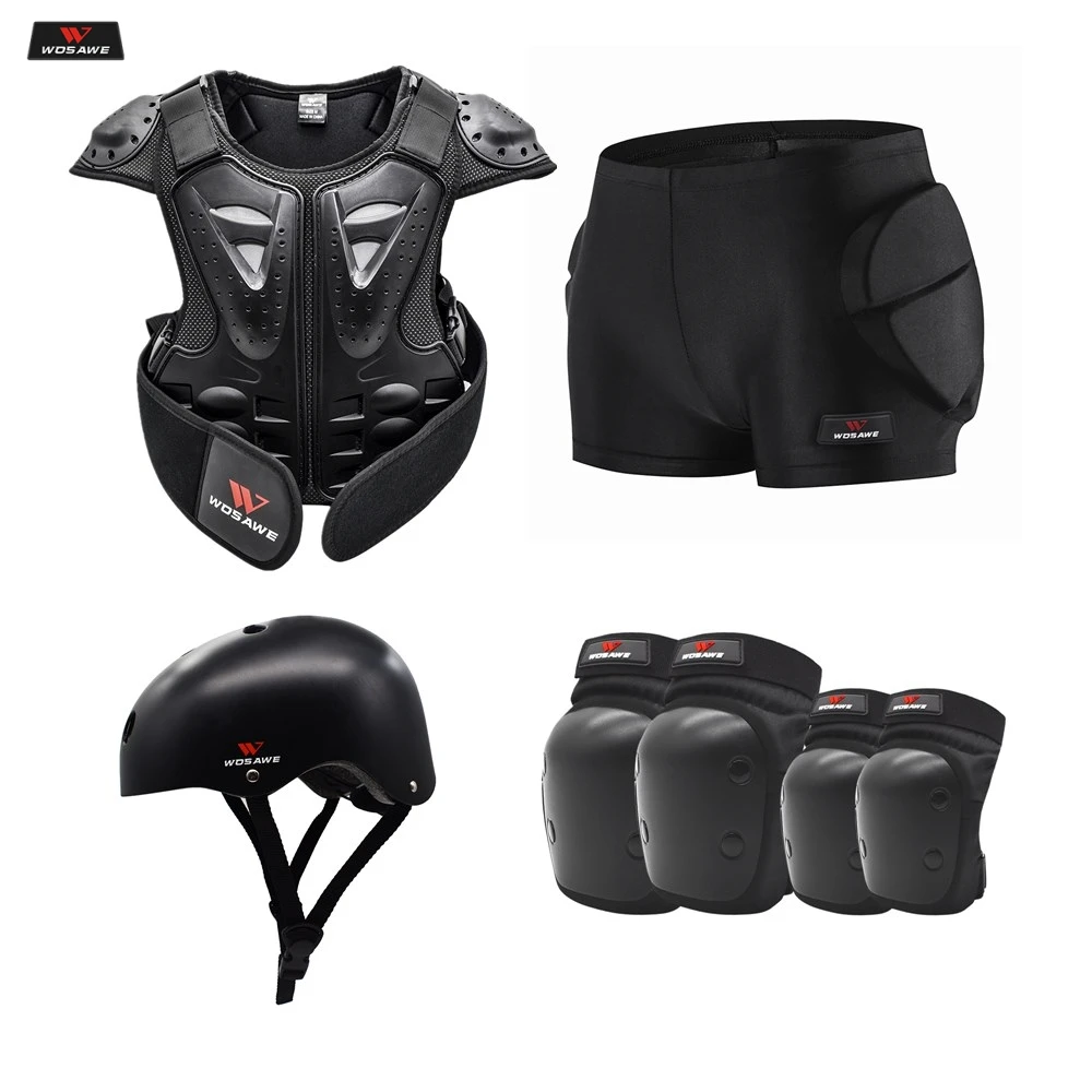 

WOSAWE Children's Motorcycle Protective Gear Suit Sports Full Body Armor Chest Riding Knee Elbow Pads Wrist Helmet Protector