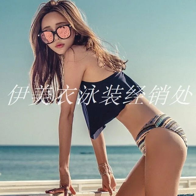 

Korean Goods Fashion Bikini New Style Two-piece Swimsuits Women's Sexy Underwire Push up Chest Emphasizing Bikini Spa Resort