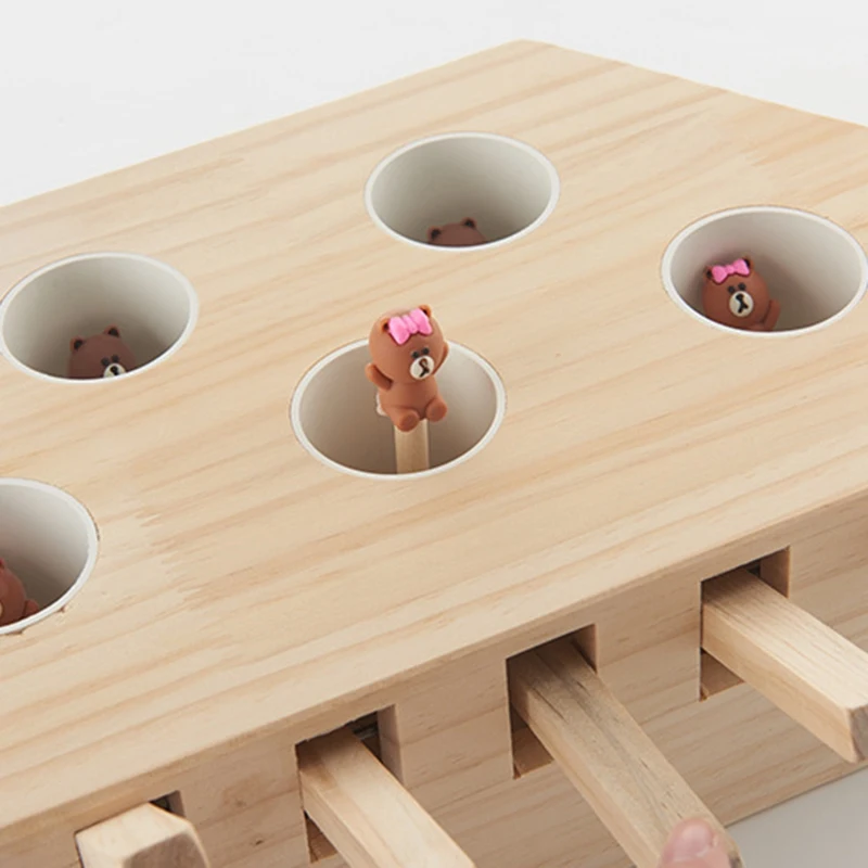Интерактивная деревянная игрушка для питомца, мультяшная обучающая коробка мыши, игрушка для кошки, забавный Коди, котенок, товары для домашних животных-ABUX