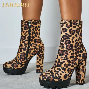

Sarairis 2020 New Arrivals Large Size 42 Platform Mid Calf Boots Female Zip Up Thick Heels Spring Autumn Fashion Boots Woman
