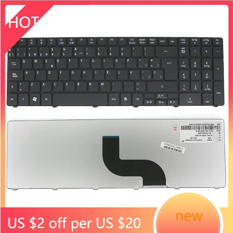 Laptop SP Spanish Keyboard for Acer Aspire 5810 5810T 5820t 5820TG 5820tz 7551 g 5740 G 5740z 5251 5551 5552 | Компьютеры и офис
