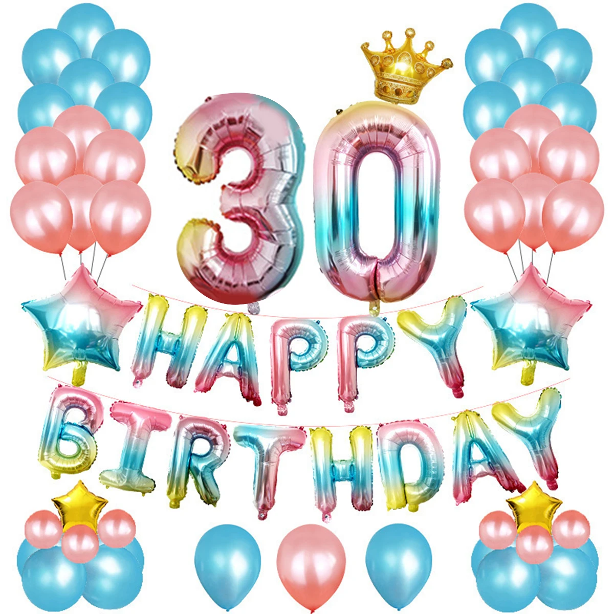 День рождения цветные воздушные шары комплект алюминиевой фольги и латекса воздушные шары для вечеринок принадлежности день рождения приспособления для декора вечеринки - Color: 30