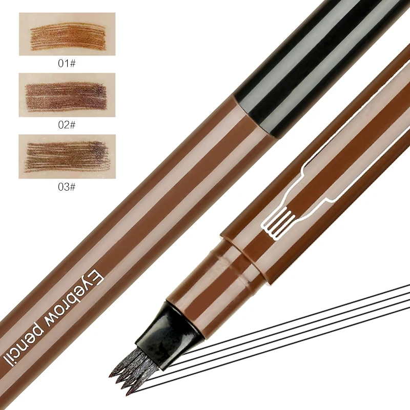 Микроблейдинг бровей татуировки ручка с 4 вилками советы тонкий эскиз карандаш для бровей водостойкий стойкий натуральный оттенок TSLM2