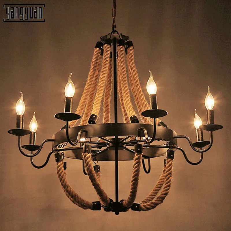 

Nordic Retro Bar Industrial Chandelier Black Iron Wood Light Spider Light Personality Restaurant Light Fixtures Cafe Led Lamp