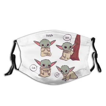 

Cute Baby Yoda Non-Disposable Face Mask Printed Star Wars Anti Haze Dust Mask Protection Mask Respirator Mouth Muffle