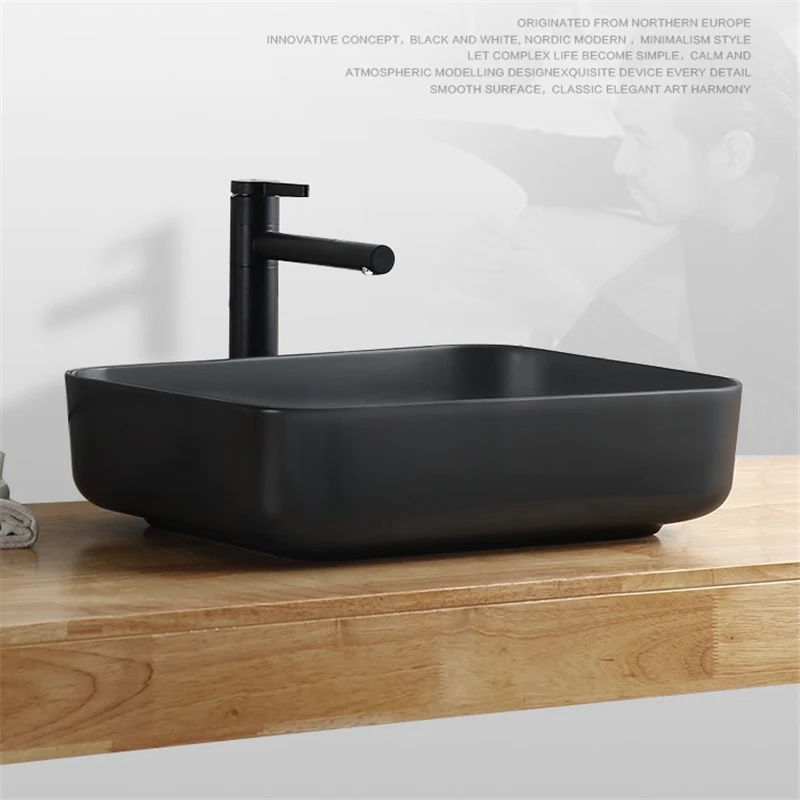 Banyo Waschtisch Salle Bain wastatel Black Da Appoggio Bagno De Mano Pia Para раковина для ванной комнаты Lavabo Cuba Banheiro умывальник