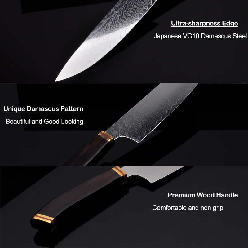 Кухонный нож шеф повара VG10 японский резак для мяса из дамасской стали Мясницкий