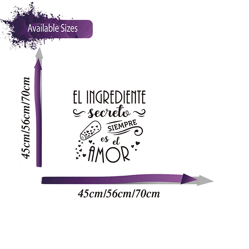 Large The Secret Ingredient Is Always Love Quote Wall Sticker Kitchen Kids Room Family Secret Love Heart Quote Wall Decal (1)