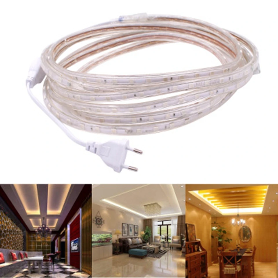 cheap 220V LED Strip Light SMD 5050 Outdoor Waterproof LED Ribbon 60Leds M high brightness outdoor indoor decoration with EU Plug