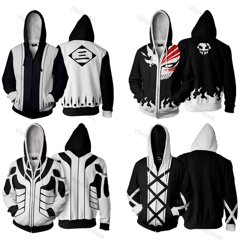 Anime Bleach Hoodie Men Women Zip Up Hoodies Kuchiki Byakuya Squad 6 Captain Sweatshirt Cosplay Costumes Harajuku Streetwear Anime Costumes Aliexpress
