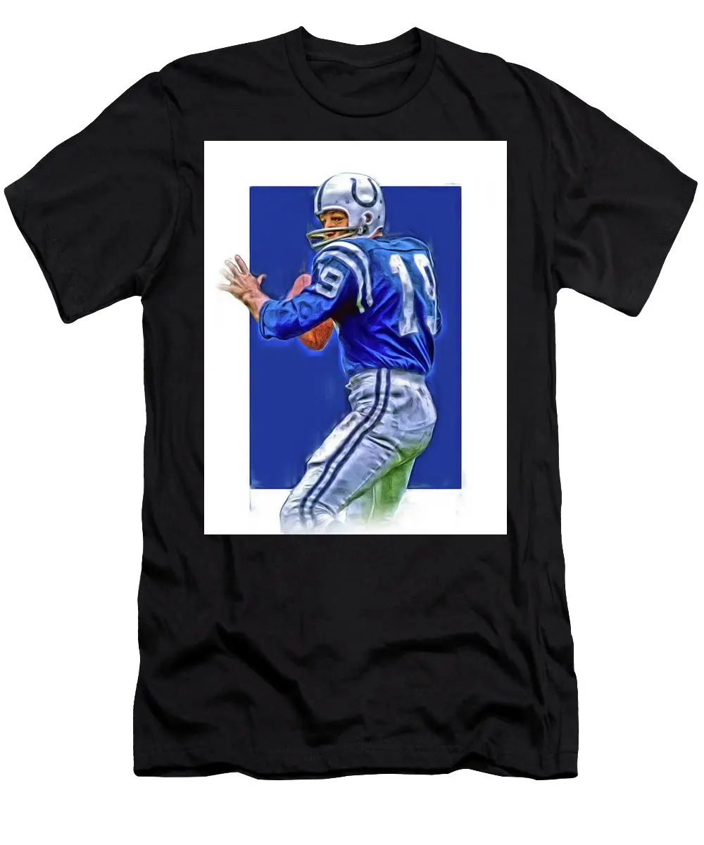 Футболка для мужчин с принтом масляное искусство от Johnny Unitas Baltimore Colts |