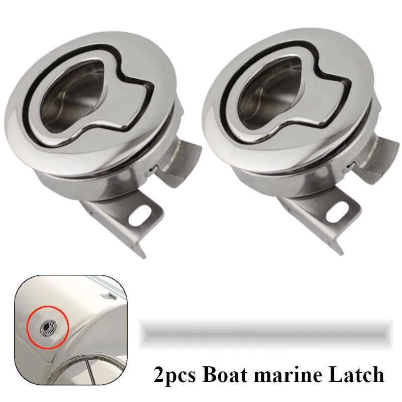 2PCSMirrorPolishedstainlesssteelFlushBoatmarineLatchFlushPull