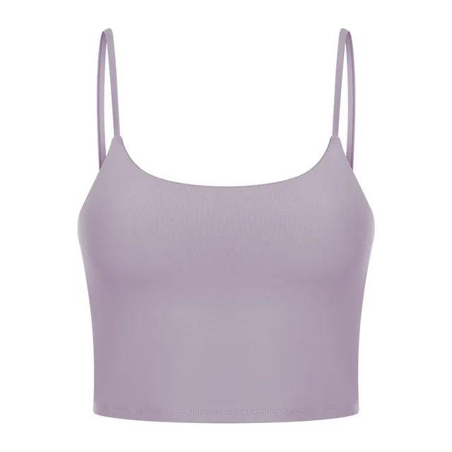 Solid Color Lulu Sport Tank Top Women Fitness Bra Yoga Vest No Rims With Chest Pad Butter Soft Beauty Back Half Sling Gym Clothe Lotus gray