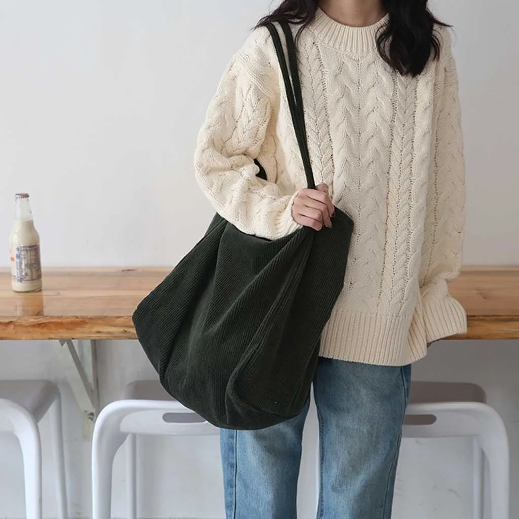 

Women Big Canvas Shopping Bag Reusable Soild Extra Large Tote Grocery Bag Eco Environmental Shopper Shoulder Bags For Young Girl