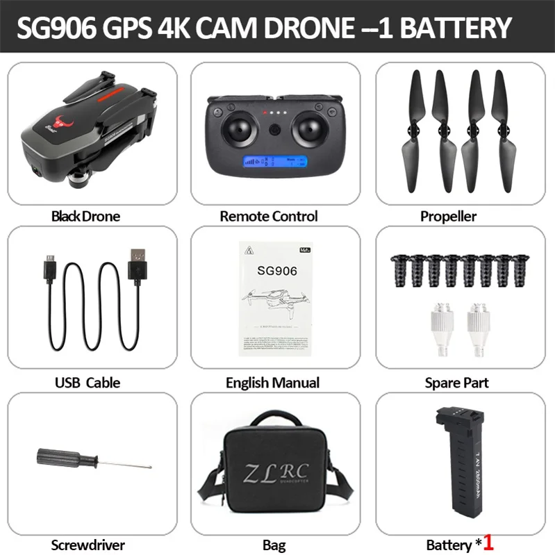 SG906 мини-Дрон gps 5G Wi-Fi FPV RC zangao Selfie 4 K бесщеточный Дрон com Câmera HD RC Квадрокоптер dobravel Dron VS VISUO XS809 - Цвет: black 1B