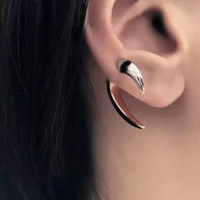 HUANZHI Новинка S925 тренд хип-хоп Кривой Рог стереоскопический полумесяц линия моделирование металлические серьги для женщин Девушка Вечерние ювелирные изделия