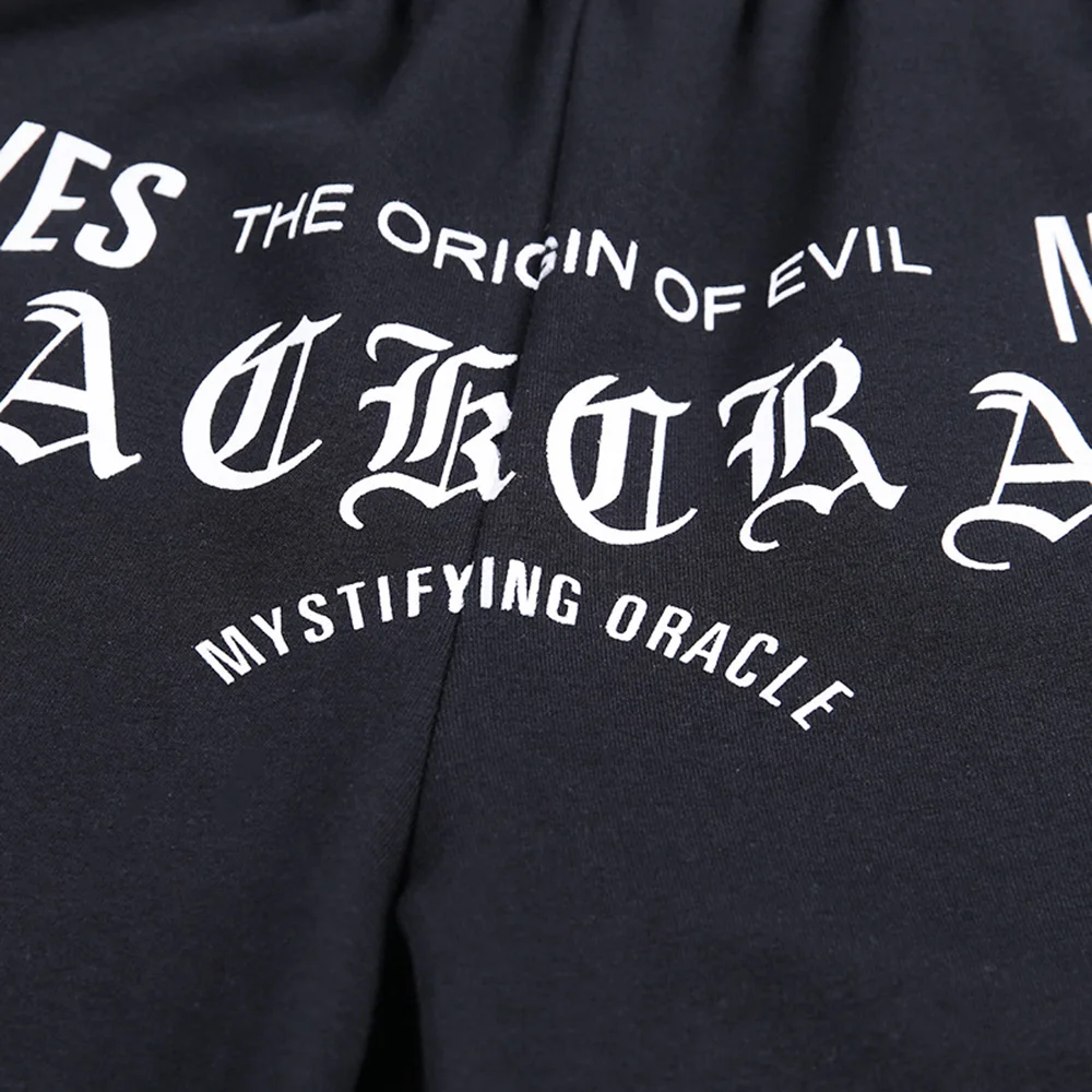 Letter Graffiti Casual Pants Dark Black Female Sports Leggings Cartoon Print Long Trousers Gothic Women Autumn Winter Streetwear