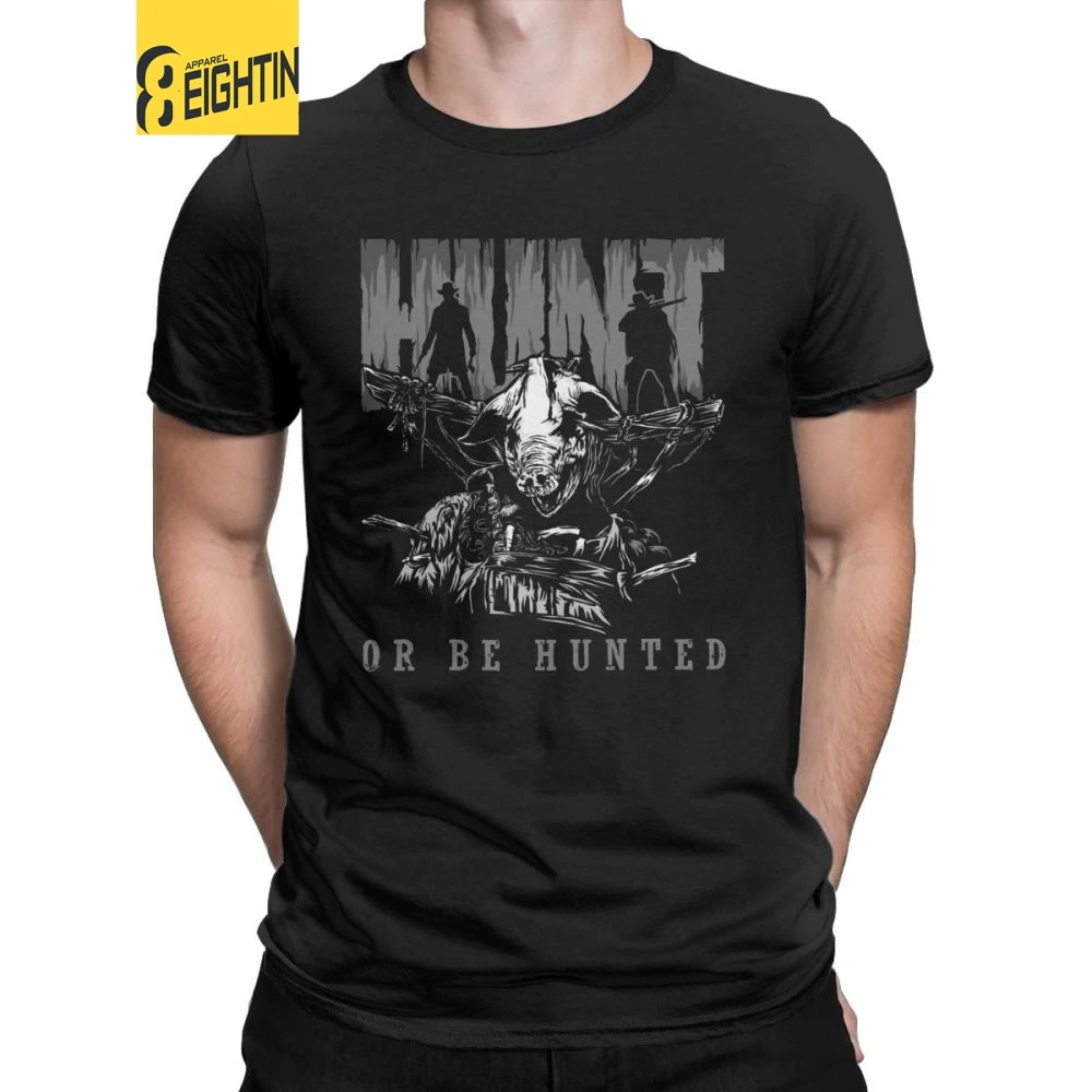 

Hunt Showdown Hunt Or Be Hunted T Shirt for Men Pure Cotton Vintage T-Shirt Zombies Game Tee Shirt Short Sleeve 4XL 5XL