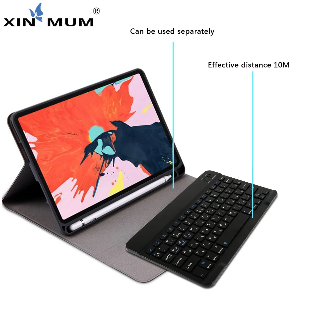 

Russian Keyboard For iPad Pro 11 2020 Tablet Keyboard Case + Pen Holder Bluetooth Removable Keyboard Leather Protective Cover
