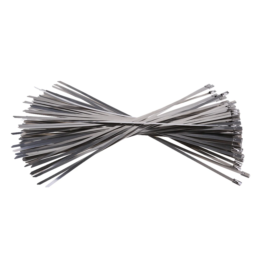 MagiDeal Stainless Steel Cable Zip Ties For Motorcycle Exhaust Self Locking