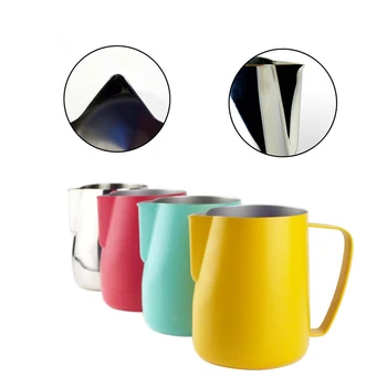 

4YANG Milk Jug 0.3-0.6L Stainless Steel Frothing Pitcher Pull Flower Cup Coffee Milk Frother Latte Art Milk Foam Tool Coffeware