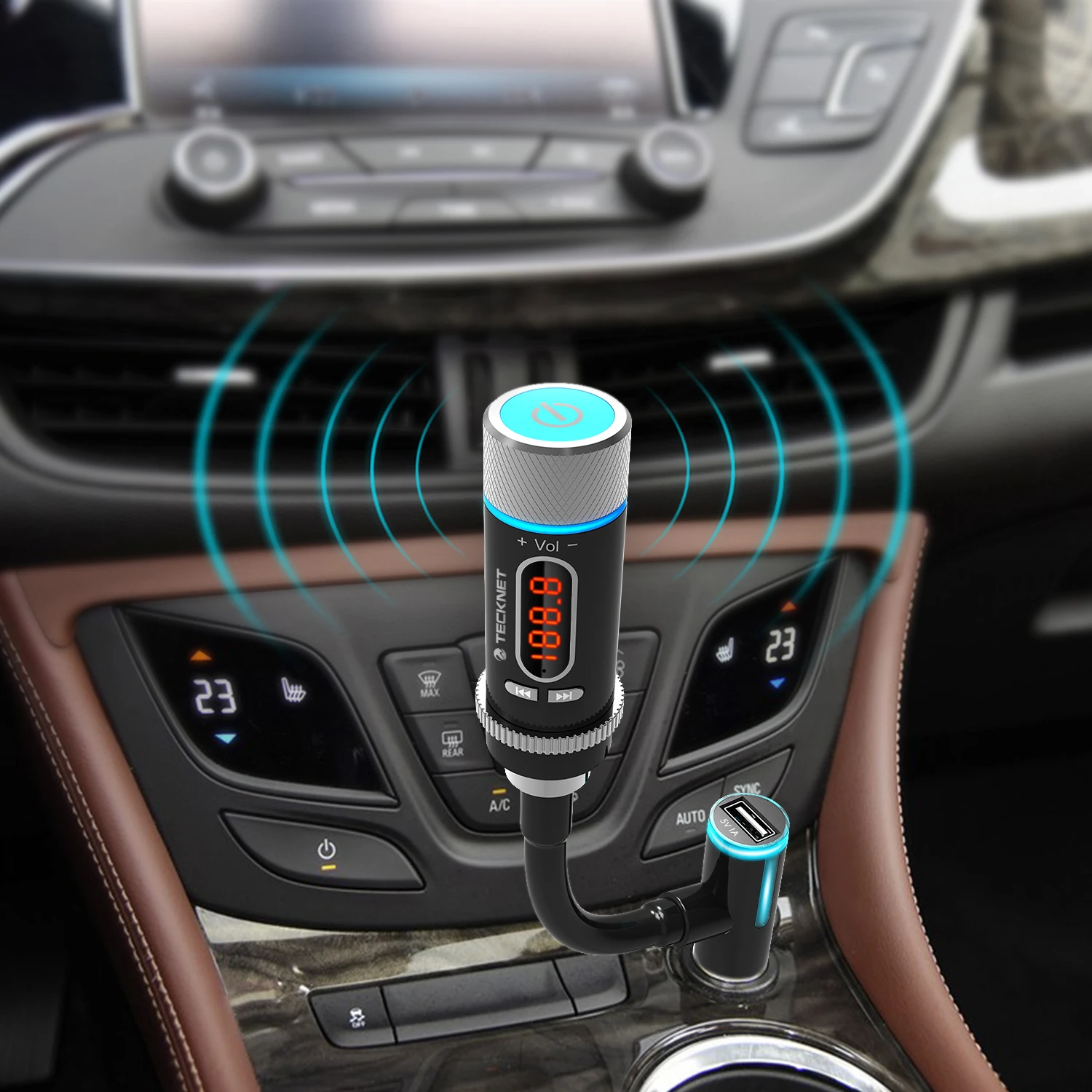 TeckNet 5 В/1A USB Автомобильное зарядное устройство с Hi-Fi fm-передатчиком Bluetooth громкой связи FM модулятор телефон зарядное устройство в автомобиле для iPhone Xiomi