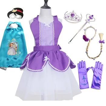 

Sophia Costume Apron Cape Mask Tiara Wand Glove Braid Dress Up Original Outfit Birthday Dress Costume Cosplay Party Halloween