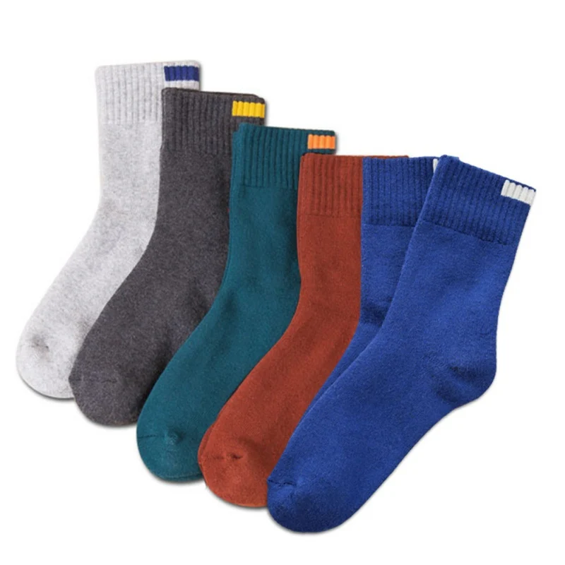 Осень-зима новые мужские одноцветные носки махровые толстые теплые носки средней длины повседневные мужские носки