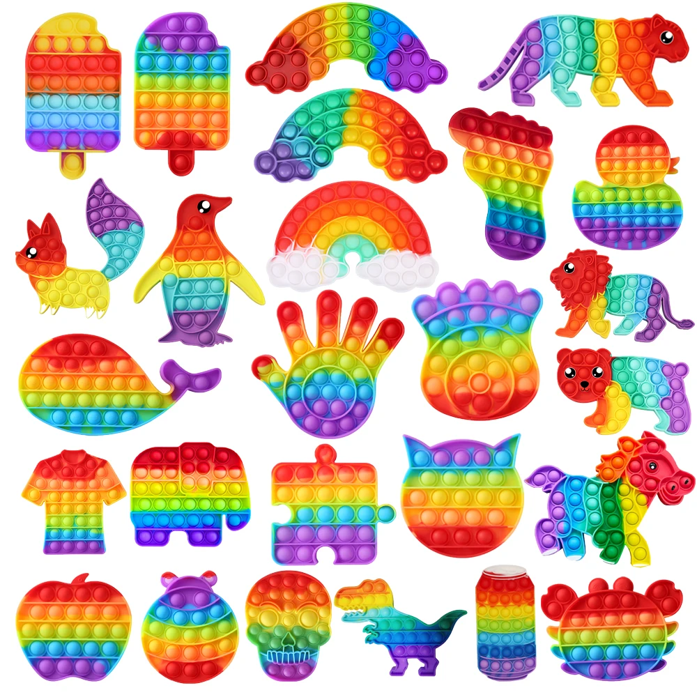 Rainbow Pop Fidget Toys Push Its Bubble Squishy Anti-stress Kawaii Pops For Adult Children Popet Антистресс | Игрушки и хобби