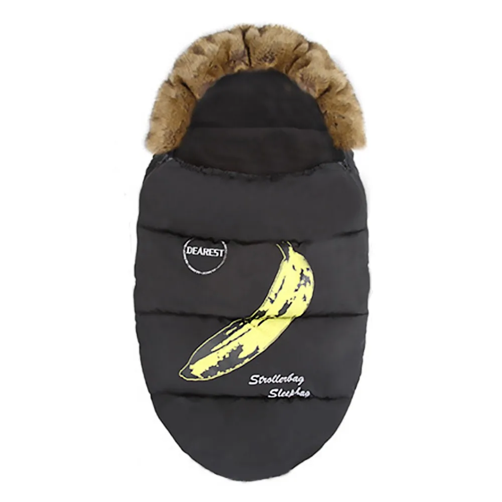 banana pattern Детский спальный мешок, зимняя сумка для коляски, плотные теплые спальные мешки для инвалидных колясок, оригинальная брендовая сумка для сна - Color: banana pattern
