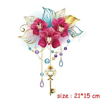

Fake tattoo golden leaf key cross flower diamond tatoo sticker waterproof temporary tatto chest back leg belly for girl woman