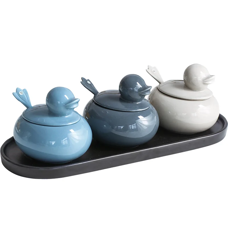  Ducklings Ceramic Seasoning Jar Creative Cartoon Kitchen Household Combination Seasoning Jar Season - 4000098169794