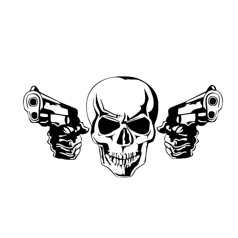 

17*9CM Coolest Gun Skull Car Stickers High Quality Decoration KK Vinyl Motorcycle Bicycle Accessories Graphic