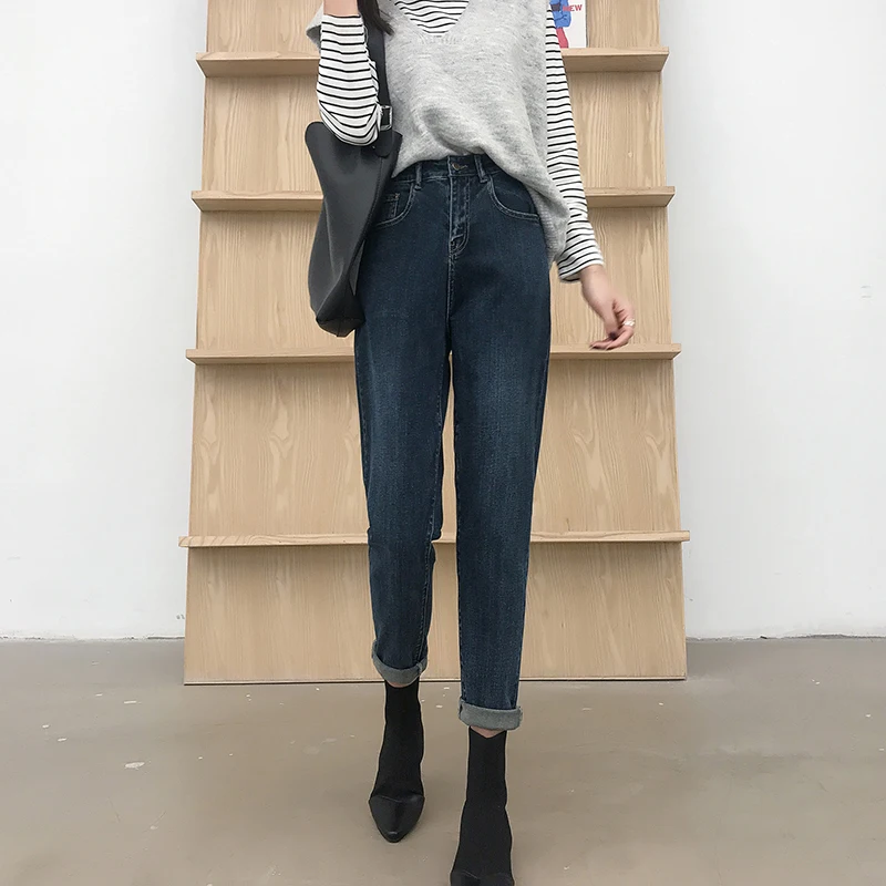Harem Jeans Women Vintage High Waist Straight Denim Jeans Mujer Autumn Winter 2020 Retro Boyfriend Mom Jeans Plus Size Harem Jeans Women Vintage High Waist Straight Denim Jeans Mujer Autumn Winter 2020 Retro Boyfriend Mom Jeans Plus Size