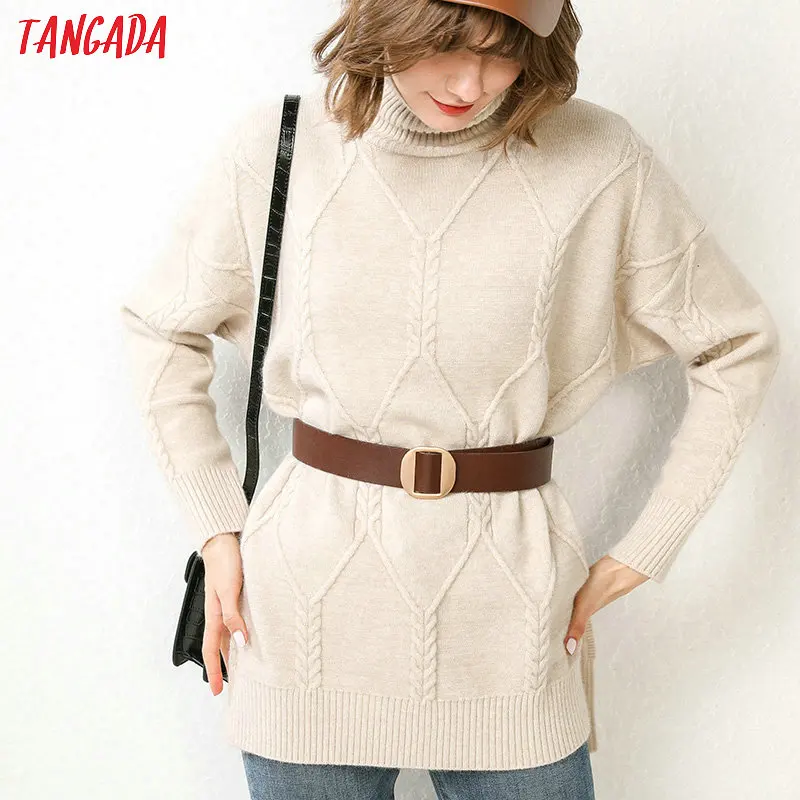 Tangada, женские джемперы, ассиметричный свитер, пэчворк, зима, Новое поступление, корейский толстый свитер оверсайз, твист, Женский пуловер, AQJ22
