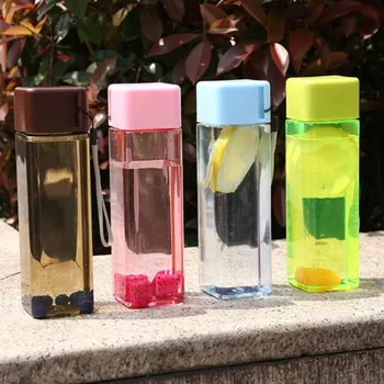 

480ml Square Bottle For Water Sport Portable Rope Kids Drinkware Outdoor Leak Proof Seal Gourde For Home School Office Climbing
