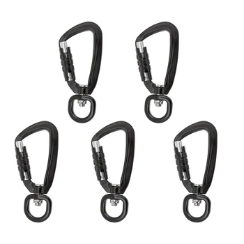 

5pcs 500KG Aluminum Alloy Auto Locking Carabiner Quickdraws Rotating Ring Outdoor Keychain Hook Climbing Accessories Equipment