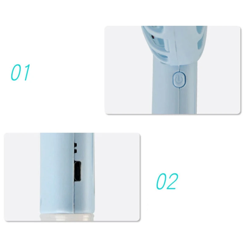 

Mini USB charging mirror fan handheld night light fan-random color