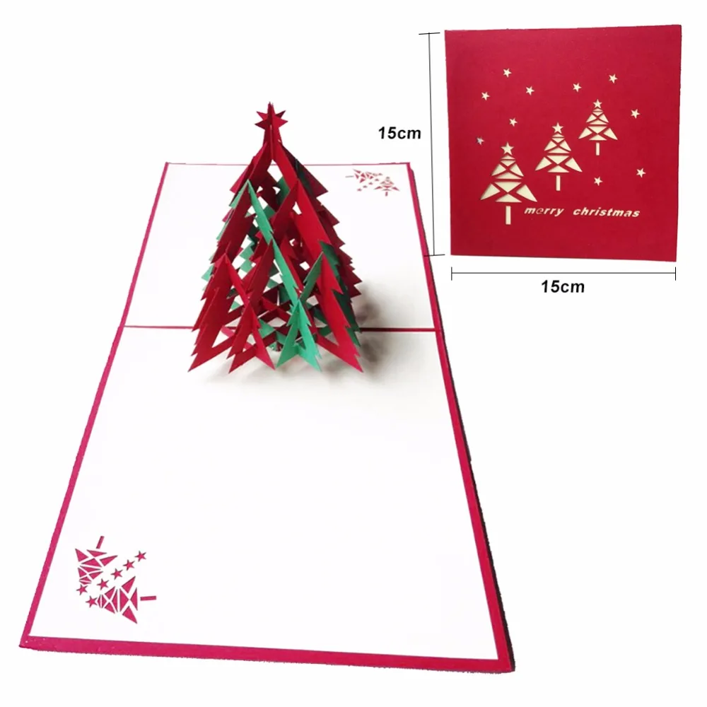  Christmas 3D Happy Tree Christmas Cards Greeting Handmade Paper Card Personalized Keepsakes Postcar - 4000235857206