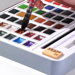 2021 New Pearlescent Solid Watercolor Paint Set Divided Into 12/36/48 Color Set Nail Paint Art Supplies  Gouache Paint