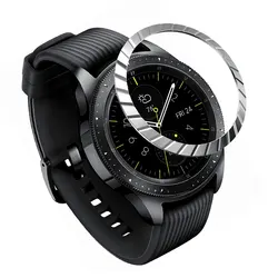 Premium Metal Bezel Ring Case with Glass Screen Protector for Samsung Gear Sport (Silver slanted)