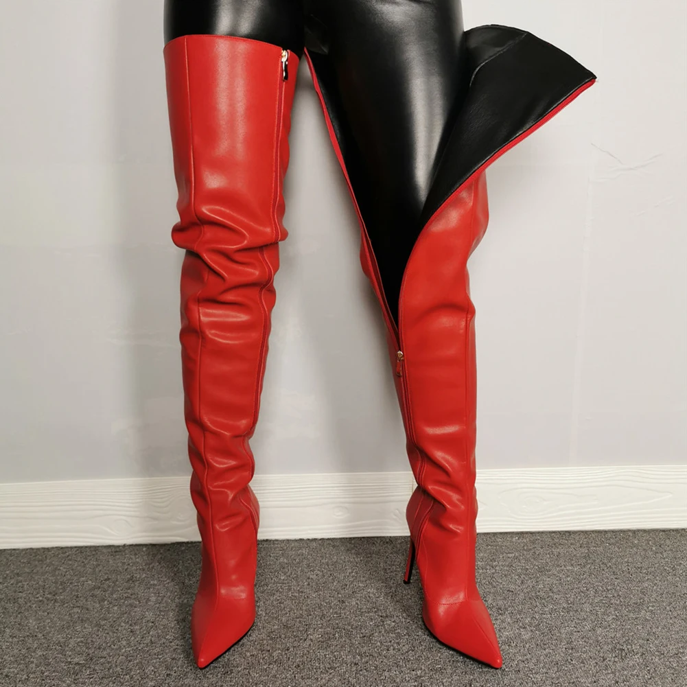 

KARINLUNA plus Size 47 Pointed Toe Over The Knee Boots Woman Shoes Thin High Heels Zip Up sexy party Shoes Women Boots