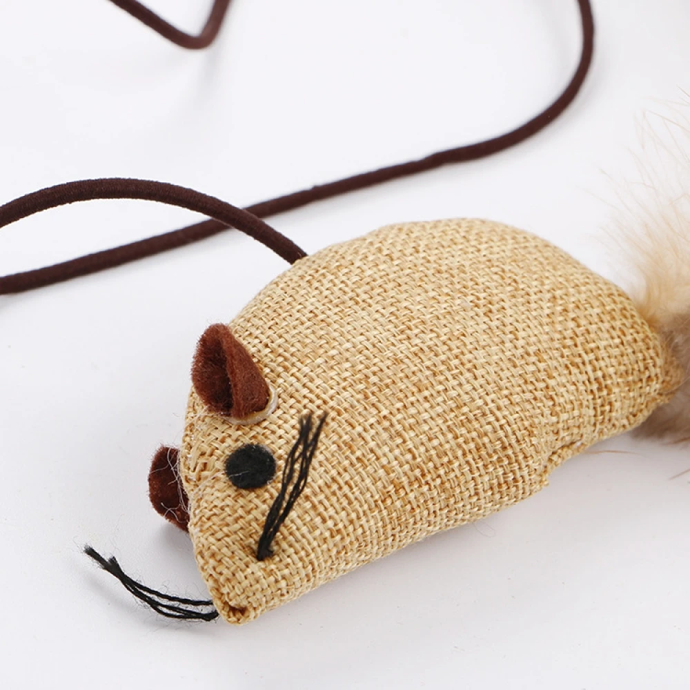 Подвесная деревянная игрушка для кошек из мешковины, креативный подарочный набор, забавная палочка для кошек, льняная игрушка для домашних животных 7, набор из семи предметов