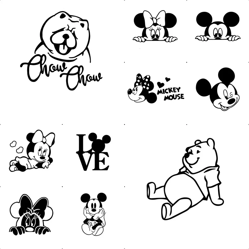 

10 styles Vinyl Cartoon Mickey Mouse Car Sticker Funny Waterproof Crazy Cat Cars Stickers Accessories For Mazda Cruze Peugeot