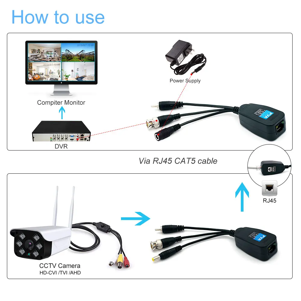 8MP BNC CCTV кабель осевой видео балбалун rj45 hd пассивный BNC CVI TVI AHD CVBS 3 в 1 коаксиальная кабельная камера CCTV кабели передачи
